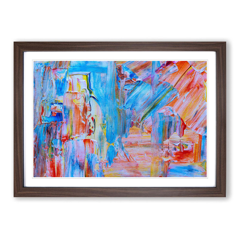 Abstract Art Painting Vol.132 by S.Johnson - Picture Frame Painting Print, 62cm H x 87cm W x 2cm D, Walnut Framed