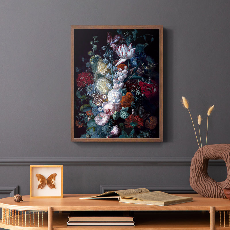 Splendid Flowers, reproduction encadrée - bois massif, Brun, H 14 po x l 11 po