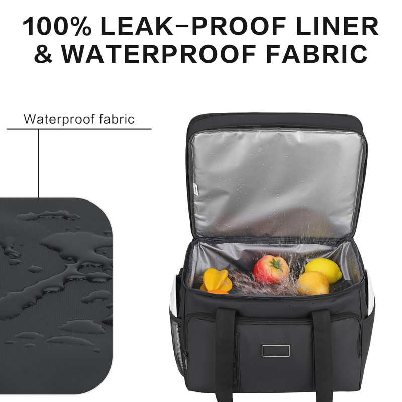 Ebern Designs 42L Picnic Tote Bag Cooler, Black