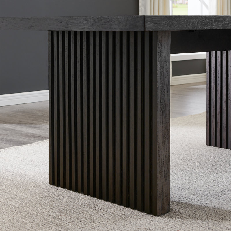 Rebeca Contemporary Dining Table, Slat-Fluted Base, Espresso