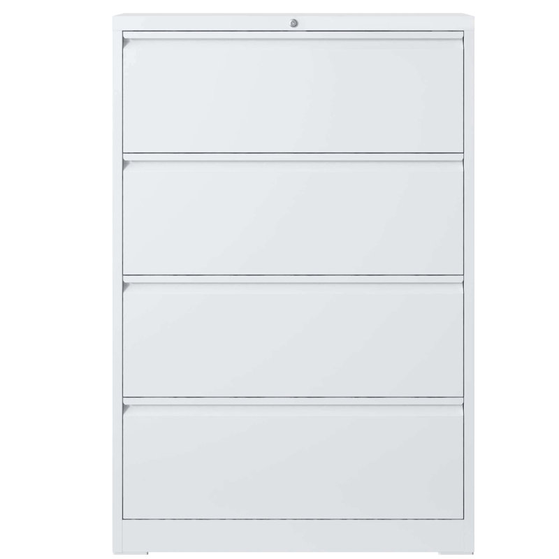 4 classeurs latéraux en métal, armoire verrouillable blanche pour le bureau, peut contenir des documents de format Légal / A4 / F4, verrouillable stable et durable en blanc, peut être rangé dans différentes tailles, conception