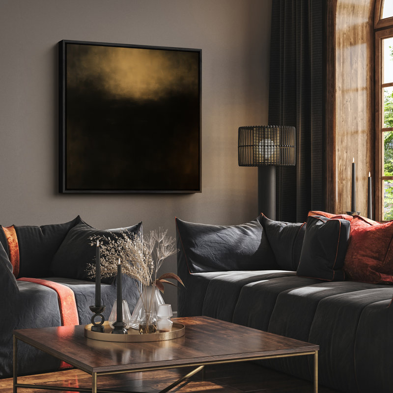 Art mural encadré abstrait rétro antique classique pour chambre à coucher, H 16 po x l 16 po, Noir