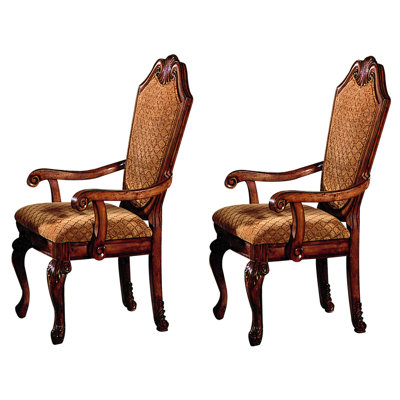 Ensemble de 2 fauteuils, bois de cerisier, tissu beige, chaises de bureau rembourrées, fini cerisier, rembourrage en mousse, 2 chaises de salle à manger