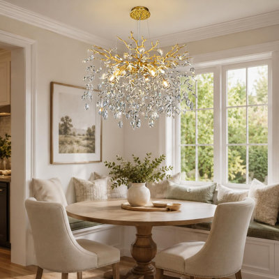 Abe 18" 6 - Light Dimmable Modern Tree Branch Crystal Chandelier For Dining Room