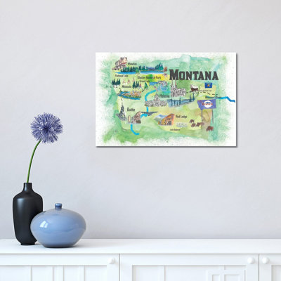 Affiche de voyage illustrée «The USA, Montana» par Markus et Martina Bleichner - impression sur toile tendue