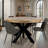 47" Diameter Industrial Round Dining Table With Solid Mango Wood Top