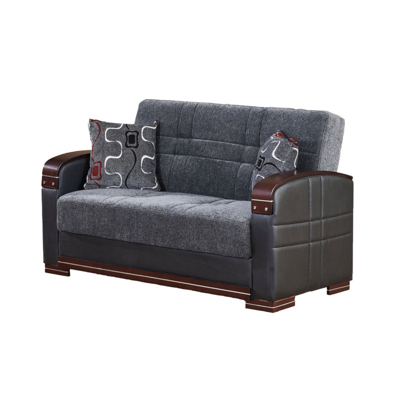 Causeuse à accoudoirs ronds 63 po, Gris chenille
