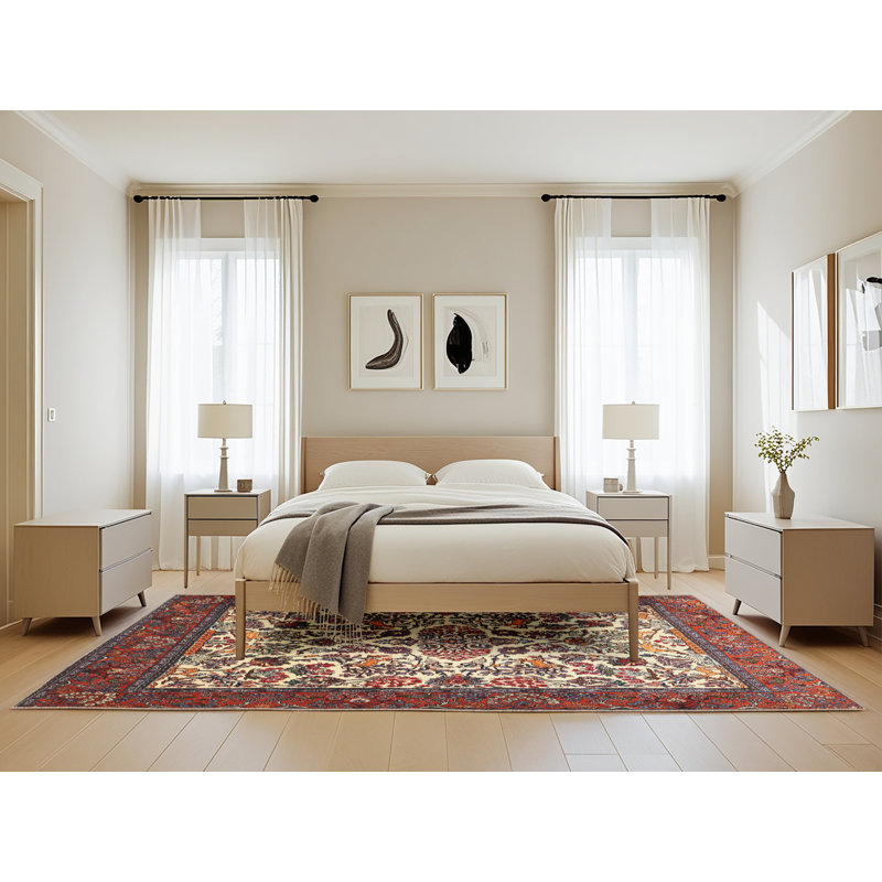 Tapis brun/noir/crème traditionnel, Rectangle 5 pi x 8 pi