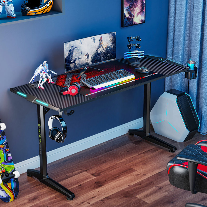 Metal Base Computer Desk with Power Outlet