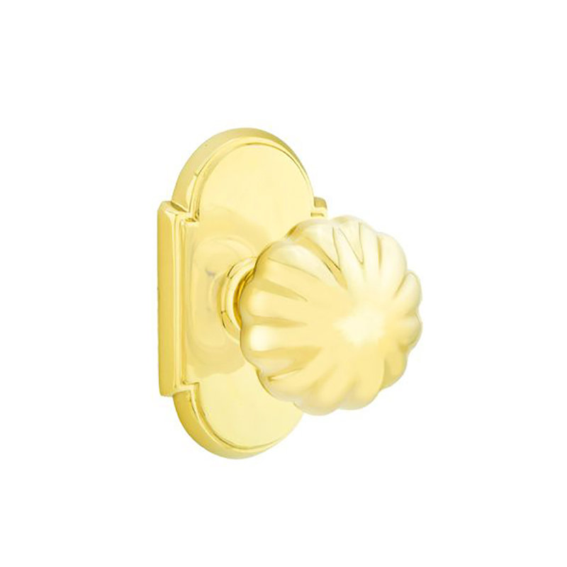 Ensemble de faux boutons Emtek avec bouton rosette et melon n ° 8, Laiton poli - à vie