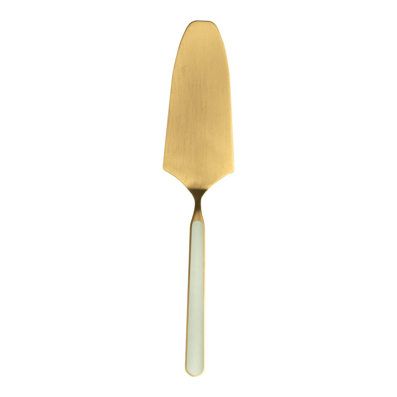Fantasia Ice Gold Cake Server - Porcelain, Sage