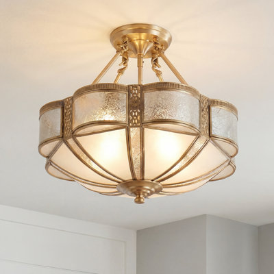 4 - Light Semi Flush Mount Glass Chandelier Dimmable
