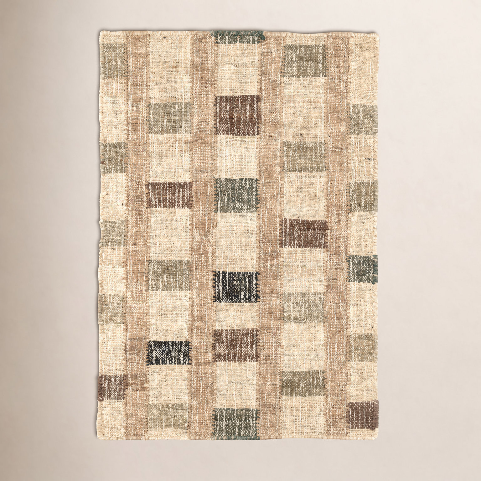 Mosaic Blue Hand-Woven Geometric Jute Rug, Rectangle 9' x 12'