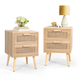 Spurlin Rattan Nightstand With 2 Storage Drawers (Set of 2)