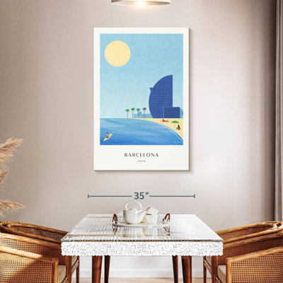 Affiche de voyage rétro Aime Barcelona Beach