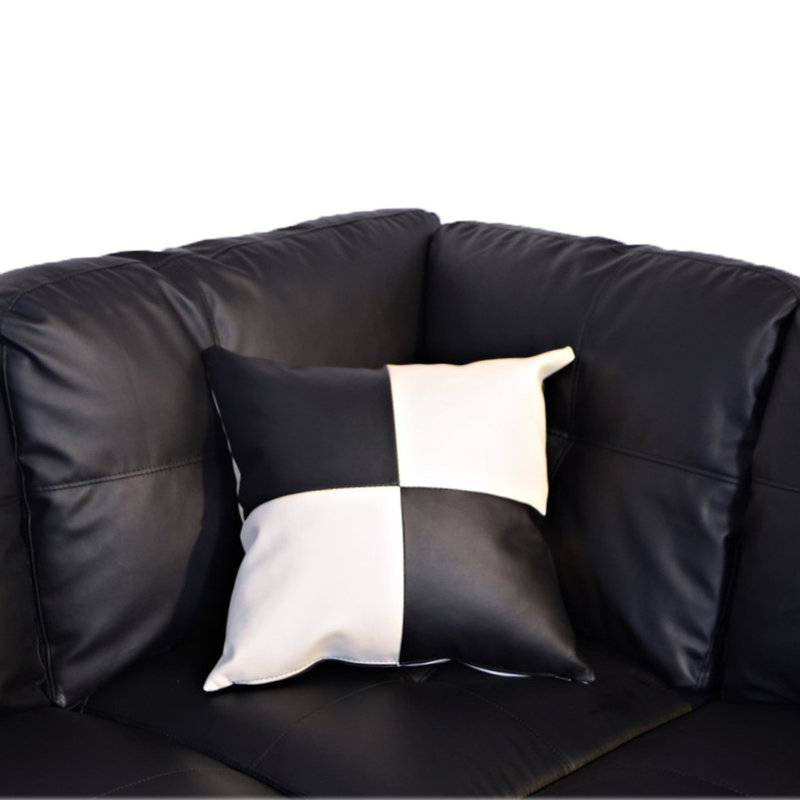 Aireanna 103'' Faux Leather Sofa, Black Faux Leather 1