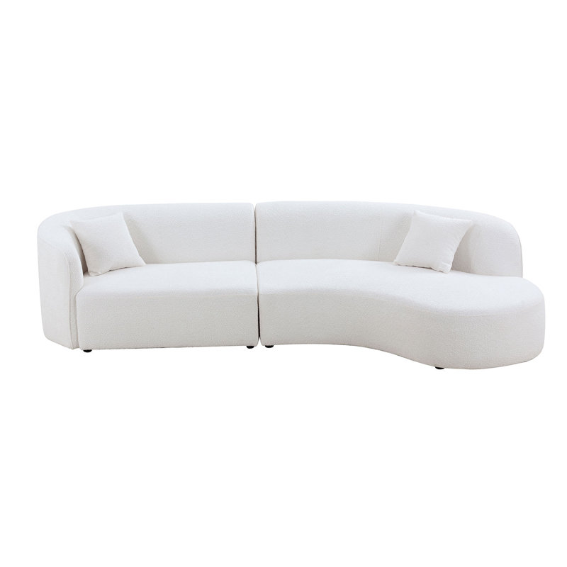 Canapé courbé 3 places Braylon Boucle, Beige Boucle