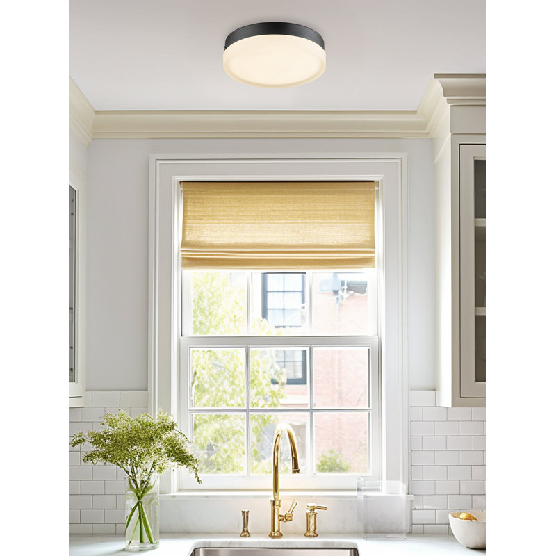 Bahoque Glass LED Flush Mount, 2.5" H x 8.75" W x 8.75" D, Black