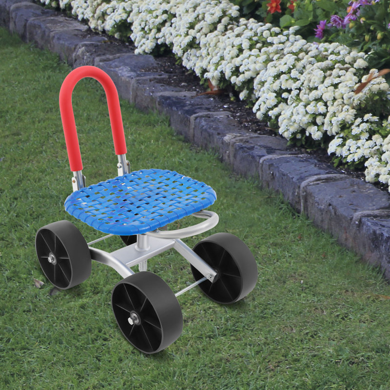 Tabouret de jardin pliable à hauteur ajustable, Bleu