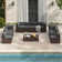 Mecayla Outdoor Slanted-Back Sectional Sofa With Coffee Table