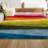 Maudrey Geometric Striped Orange/Green/Blue Rug-884742643