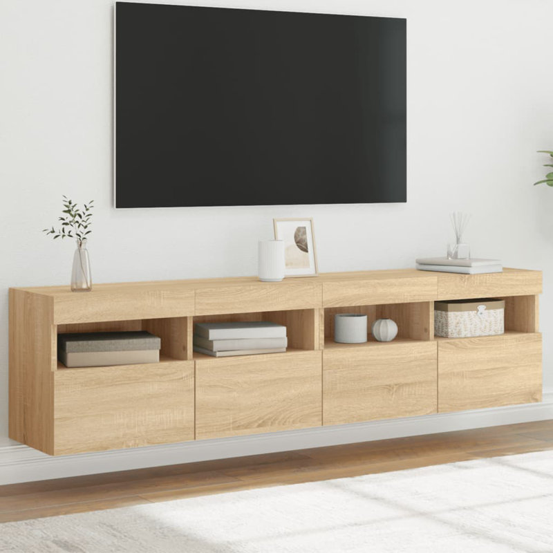 Armoire murale Vidaxl avec lumières DEL 2 pièces 31,5 x 11,8 x 15,7 pouces Vidaxl, Chêne sonoma