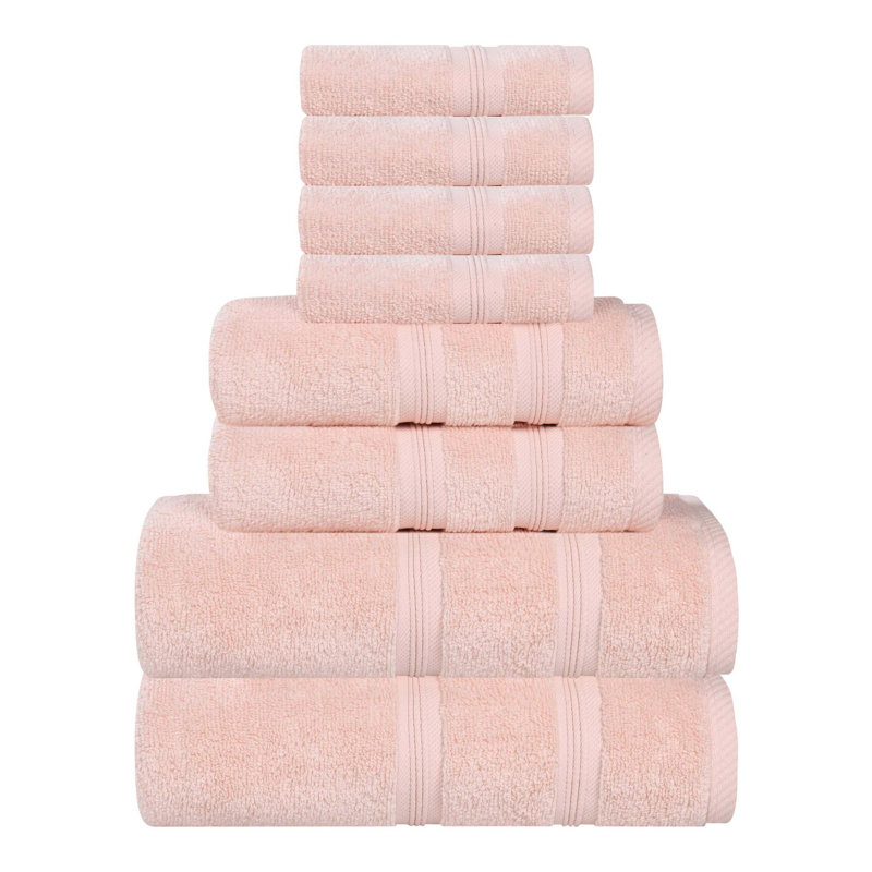  Smart Quick-Dry Zero Twist Cotton 8-Piece Towel Set, Peach