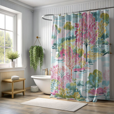 Rideau de douche standard 1 pièce Preppy Fall Scene
