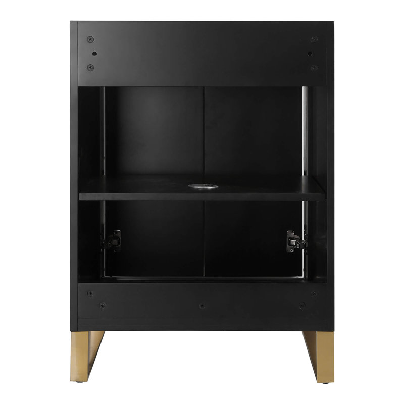 24'' Single Bathroom Vanity Set, Matte Black, Satin Brass