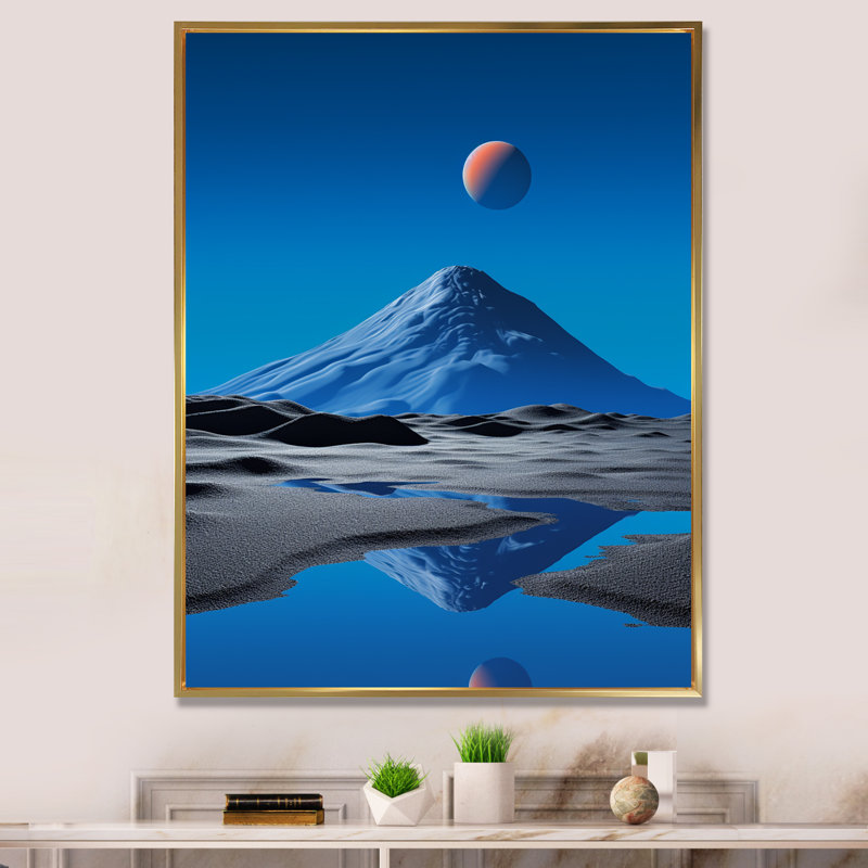 Paysage lunaire volcanique III, Cadre flottant doré, H 40 po x l 30 po
