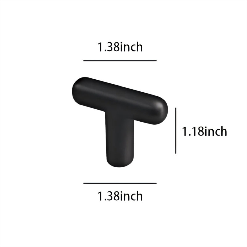  Multipack de boutons minimalistes en forme de T, Noir mat