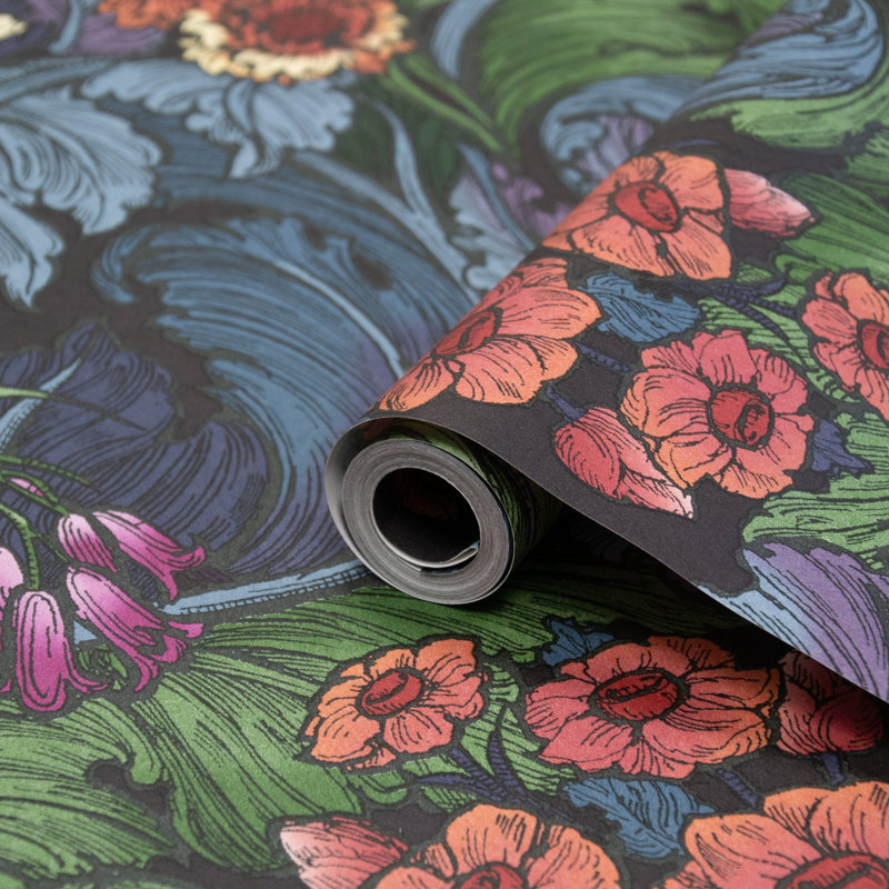 Llewelyn-Bowen - Off The Wall Floral Non-Woven Wallpaper Roll, Teal