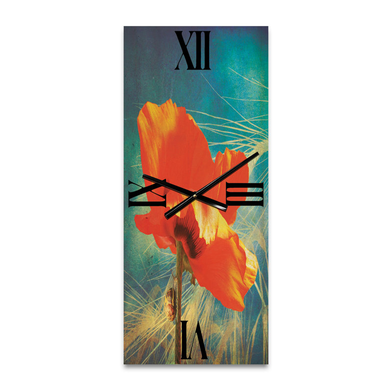 Horloge murale rétro coquelicot grunge, Grand
