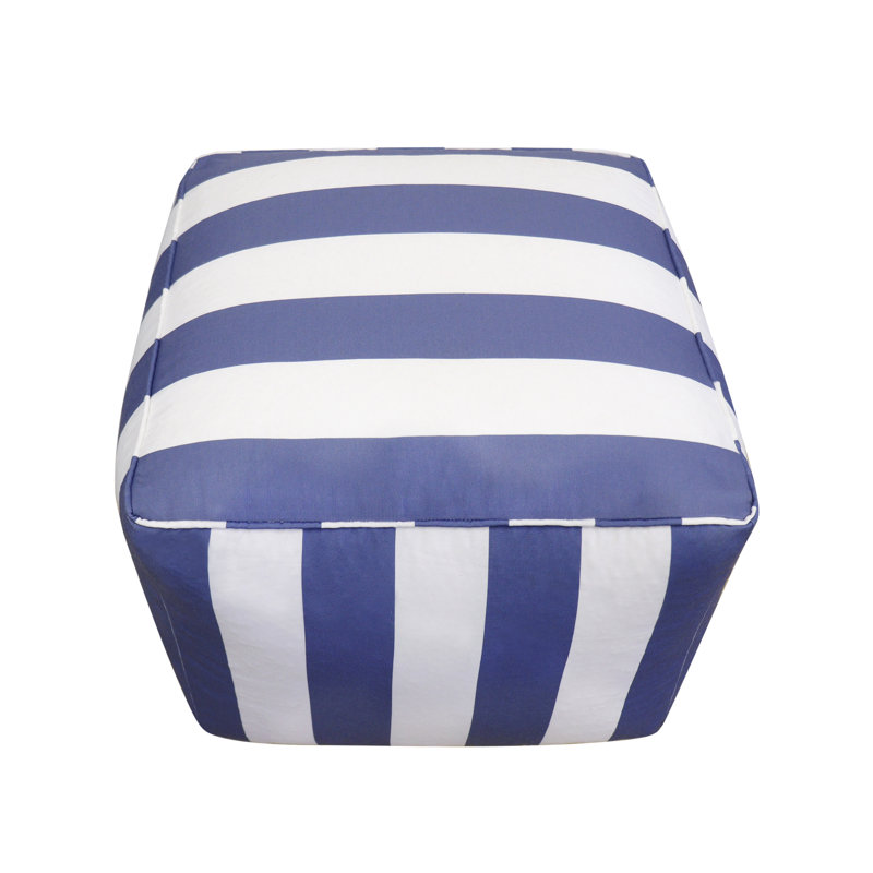 Galaxy Blue and White Striped Polyester Pouf