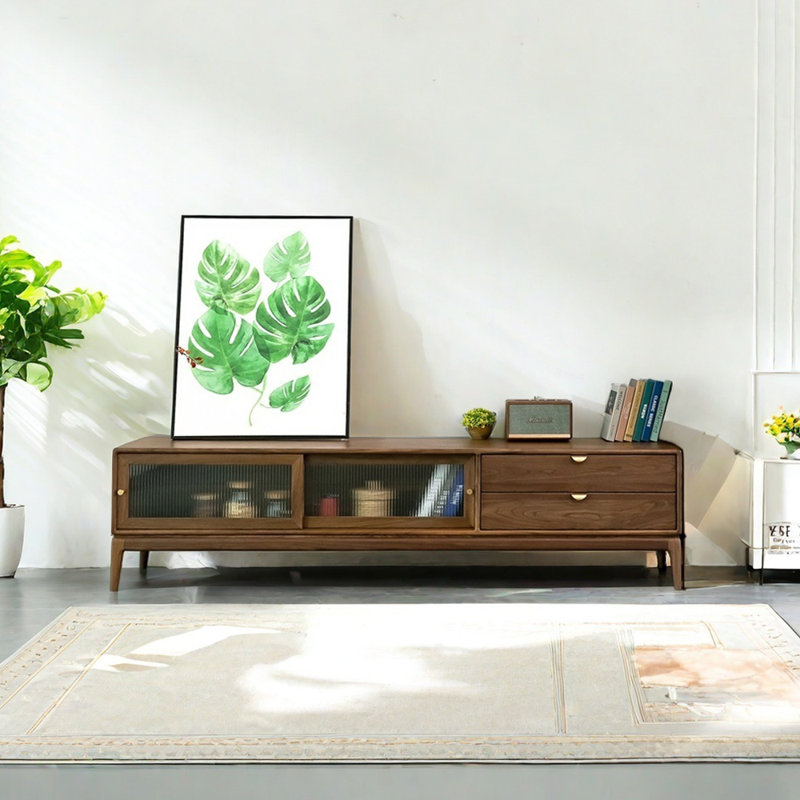 Solid Wood TV Stand with Chic Design, 70.86" W