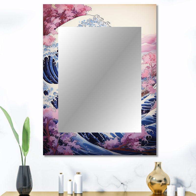 Chef-d'œuvre le grand mauve de Kanagawa II - miroir de chef-d'œuvre, 40 po x 30 po