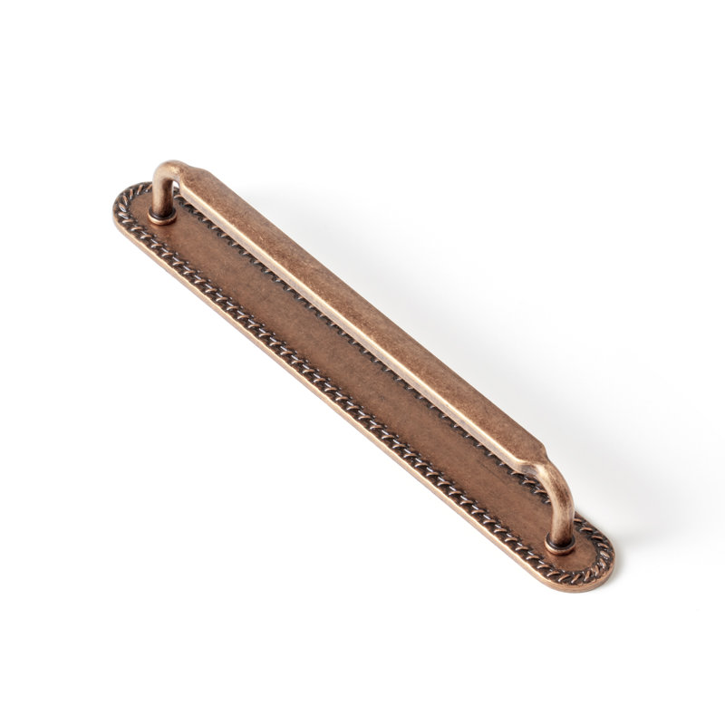 Fancy Appliance Pull With Backplate Multipack, Antique Copper, 7 9/16"