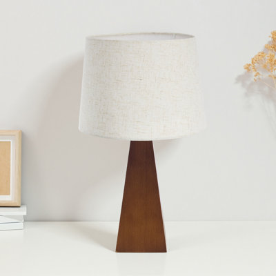 Dimmable Bamboo Table Lamp With Cone Base & Clear Cord