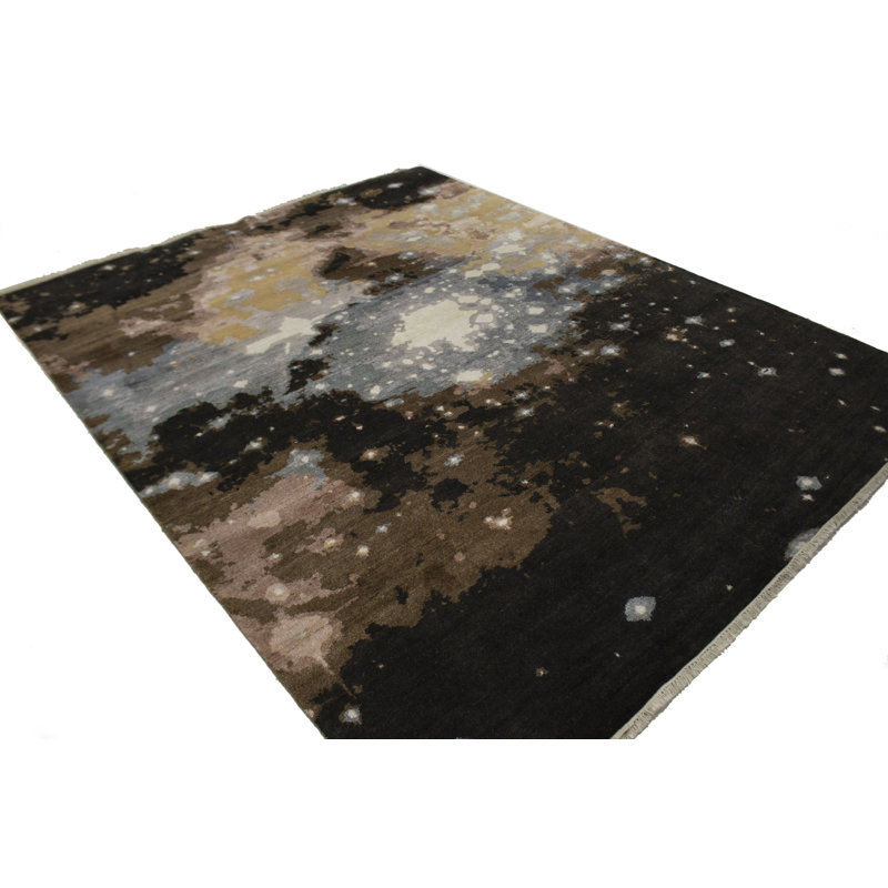 Tapis brun / gris / ivoire noué à la main