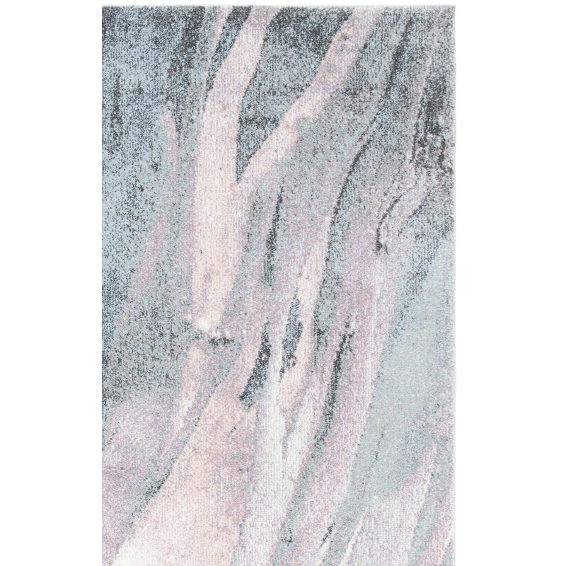 Tapis rose / bleu à motif abstrait Nashota, Tapis de couloir 2 pi 3 po x 12 pi