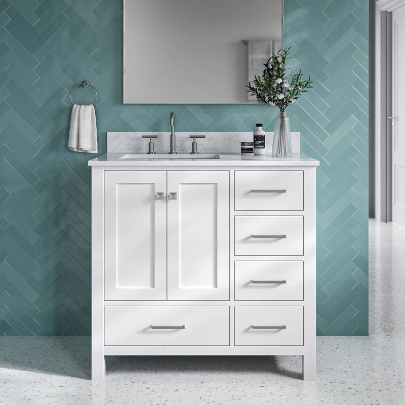 Ensemble de meuble-lavabo simple 37 po Flynt, Blanc, Nickel brossé