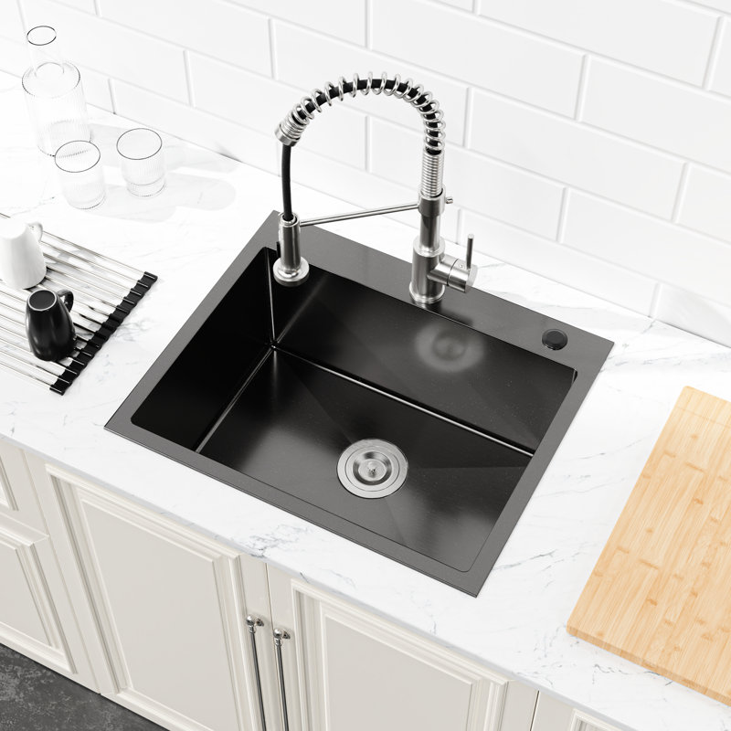 Cuve sous le comptoir en acier inoxydable 23 X 19 - dérivation en forme de X pour un drainage efficace de l'eau 23 po x 19 po. Fabrication artisanale Une cuisine luxueuse et fonctionnelle
