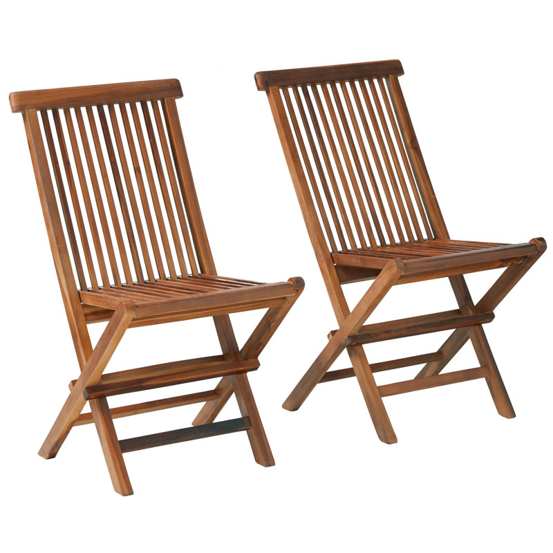 Hyannis Teak Wood Foldable Slat Back Outdoor Dining Chair - Light Brown