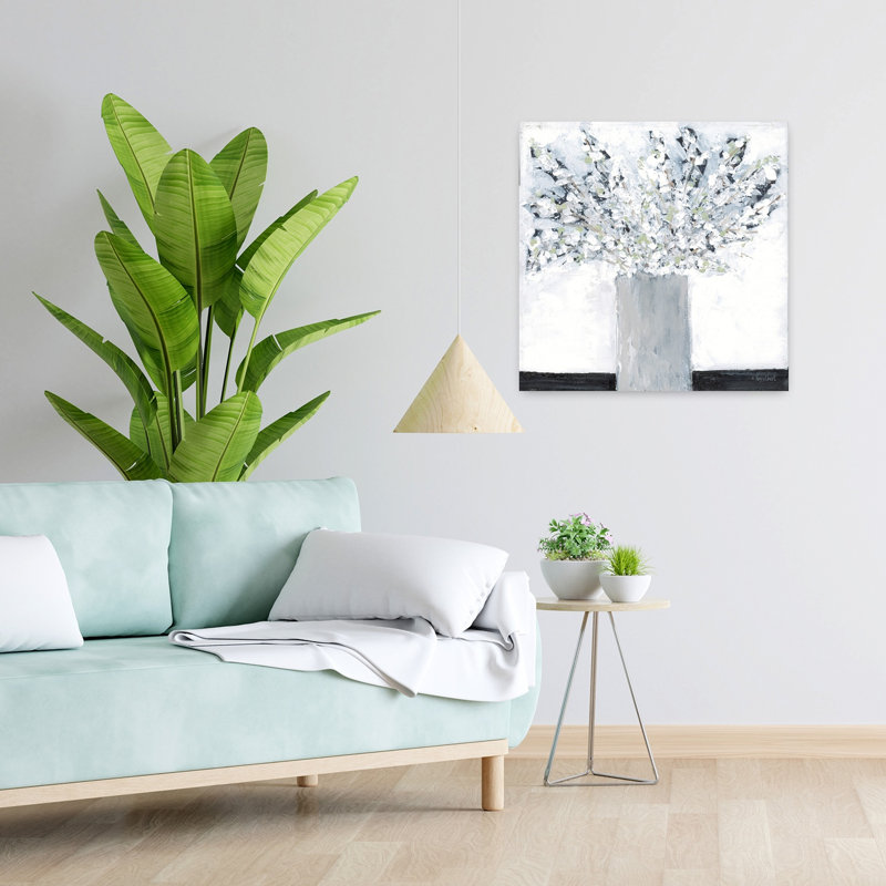 Farmhouse Floral II, art floral abstrait contemporain, H 24 po x l 24 po