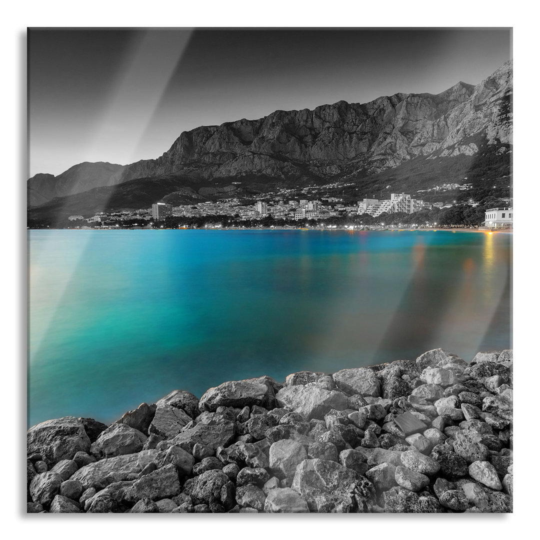 Glasbild Strand in Makarska, Kroatien