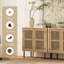 Meuble télé moderne du milieu du siècle, 240 cm de large, en bois, avec rangement pour téléviseurs jusqu'à 254 cm (100 pouces), chêne.-1283441643