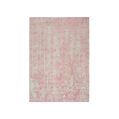 9'0" x 11'10" New Hand Loomed Pink Wool & Silk Rectangle Oriental Rug - MOA10264807