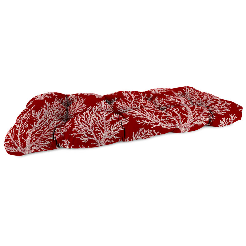 Coussin de banc d'extérieur en osier 44 "x 18" Sunbrella, Toile rouge Seacoral
