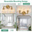 2 lumières de salle de bain dorées appliques murales de miroir de miroir abat-jour en verre nervuré 5 mm d'épaisseur rétro lumineux et chaleureux pour le miroir de la cuisine, du salon, du couloir, de l'armoire et du porche-373039392