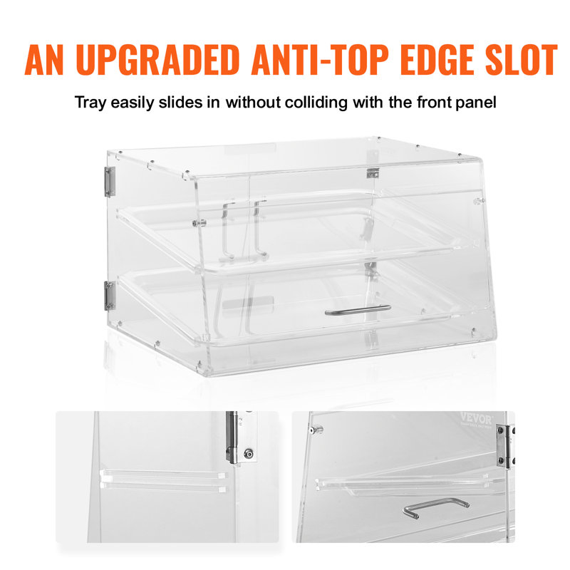 Clear Acrylic 2-Tier Pastry Display Case with Rear Door